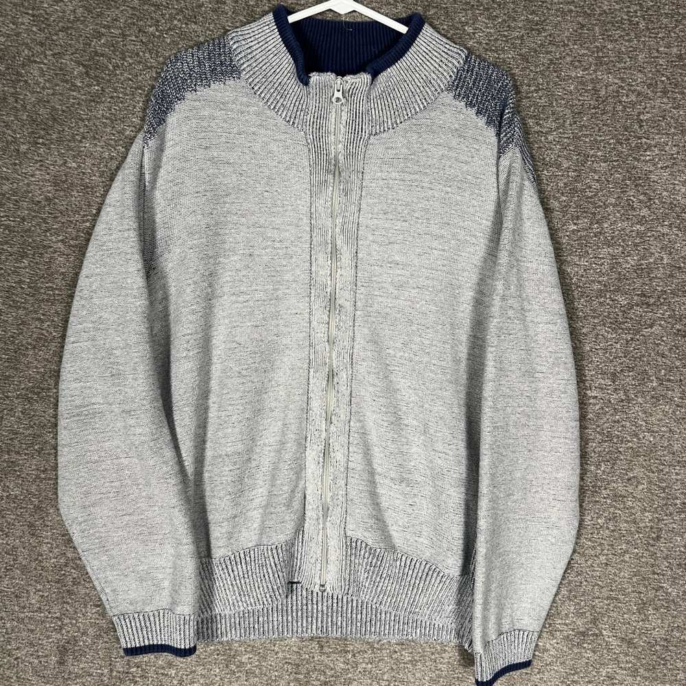 Carbon 2 Cobalt Mens XL Full Zip Knit Cardigan Sweater‎ Gray Blue